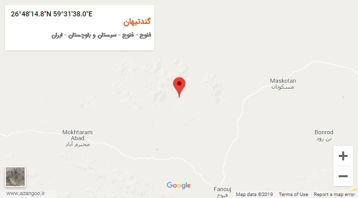 روستای گندتیهان بر روی نقشه