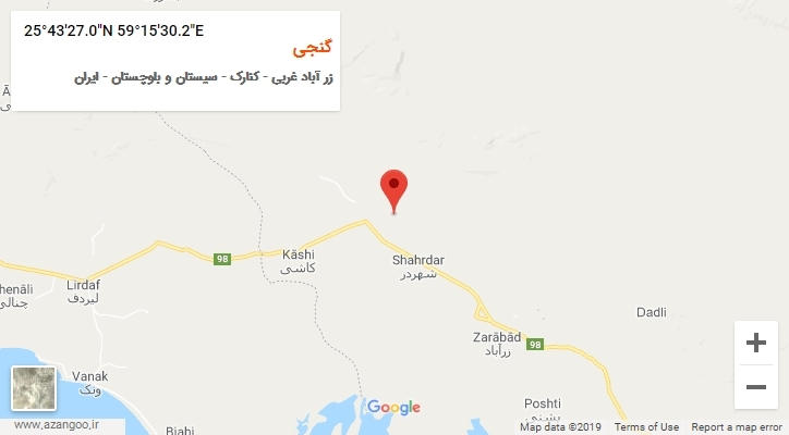 روستای گنجی بر روی نقشه