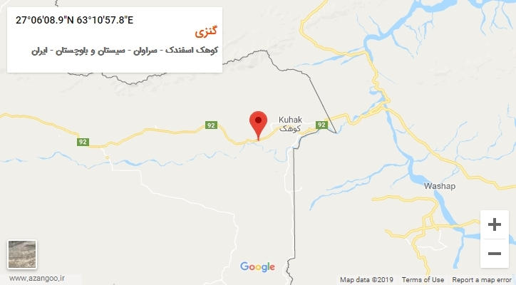روستای گنزی بر روی نقشه