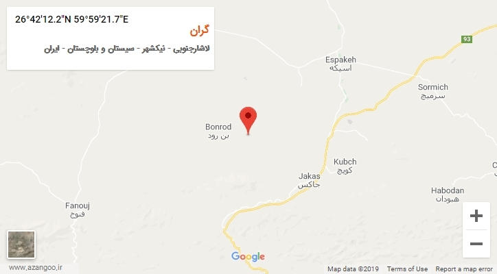 روستای گران بر روی نقشه