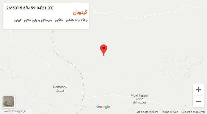 روستای گردونان بر روی نقشه