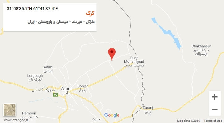 روستای گرگ بر روی نقشه