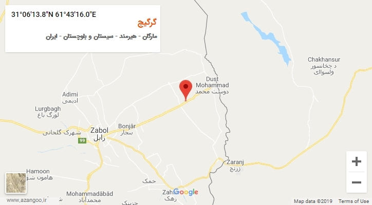 روستای گرگیج بر روی نقشه