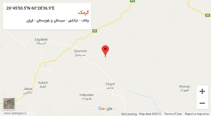 روستای گرمک بر روی نقشه