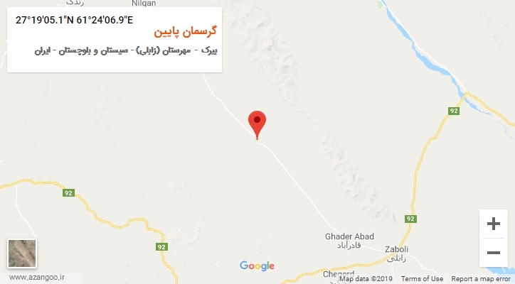 روستای گرسمان پایین بر روی نقشه