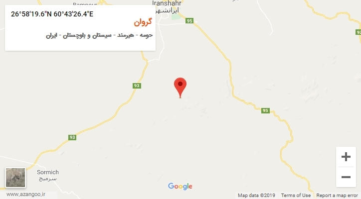 روستای گروان بر روی نقشه
