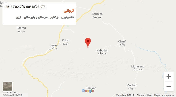 روستای گروانی بر روی نقشه