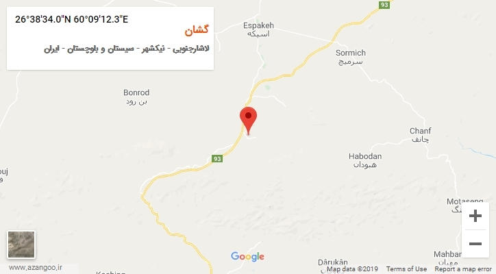 روستای گشان بر روی نقشه