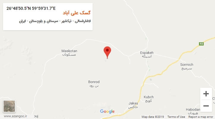 روستای گسک علی آباد بر روی نقشه