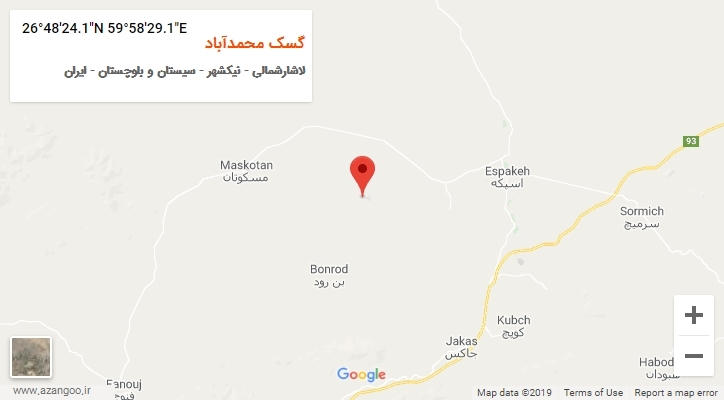 روستای گسک محمدآباد بر روی نقشه