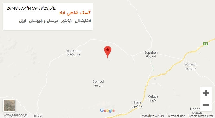 روستای گسک شاهی آباد بر روی نقشه