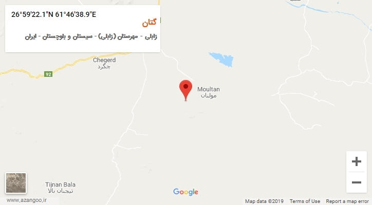 روستای گتان بر روی نقشه