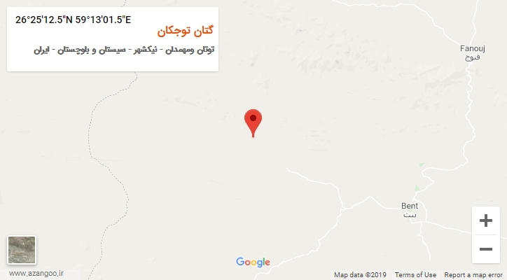 روستای گتان توجکان بر روی نقشه