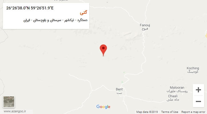روستای گتی بر روی نقشه