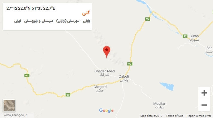 روستای گتی بر روی نقشه