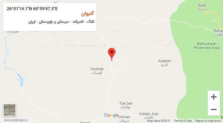 روستای گتیوان بر روی نقشه