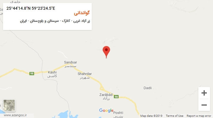 روستای گواندانی بر روی نقشه