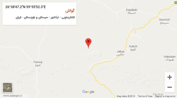 روستای گواش بر روی نقشه