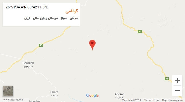روستای گواتامی بر روی نقشه