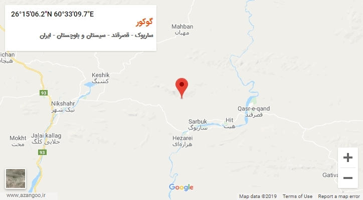 روستای گوکور بر روی نقشه