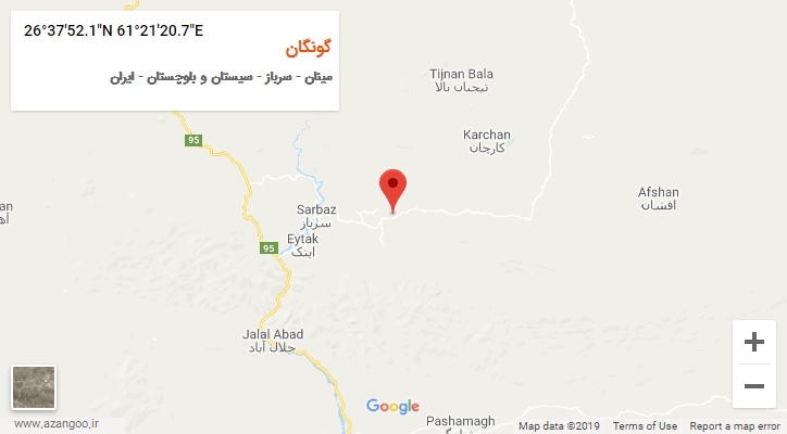 روستای گونگان بر روی نقشه