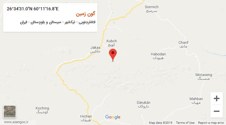 روستای گون زمین بر روی نقشه