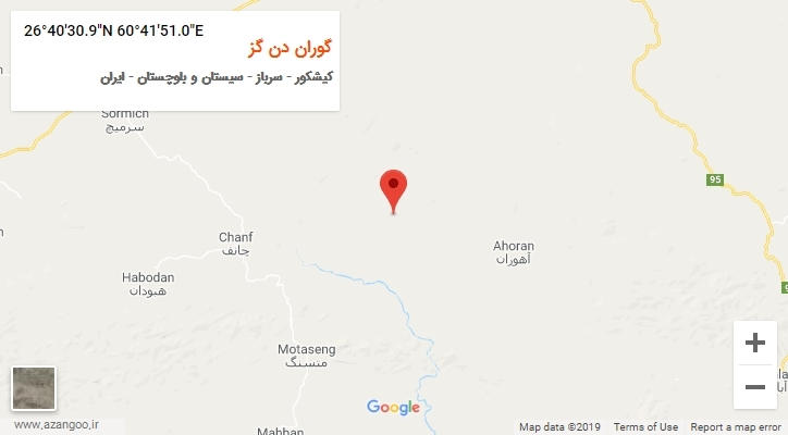 روستای گوران دن گز بر روی نقشه
