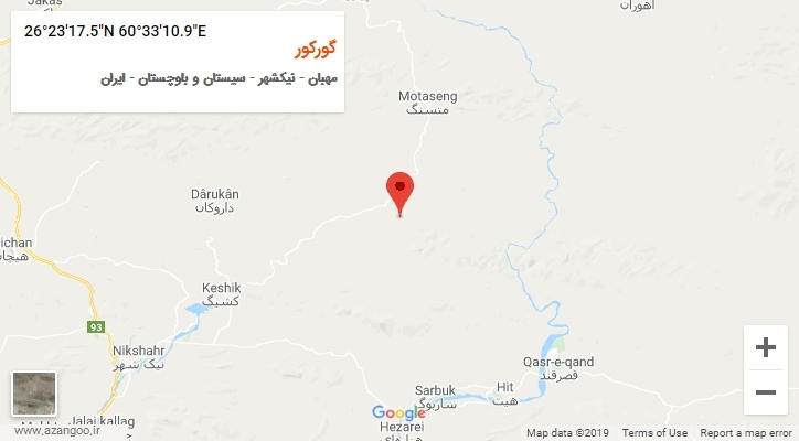 روستای گورکور بر روی نقشه
