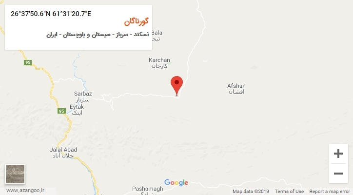روستای گورناگان بر روی نقشه