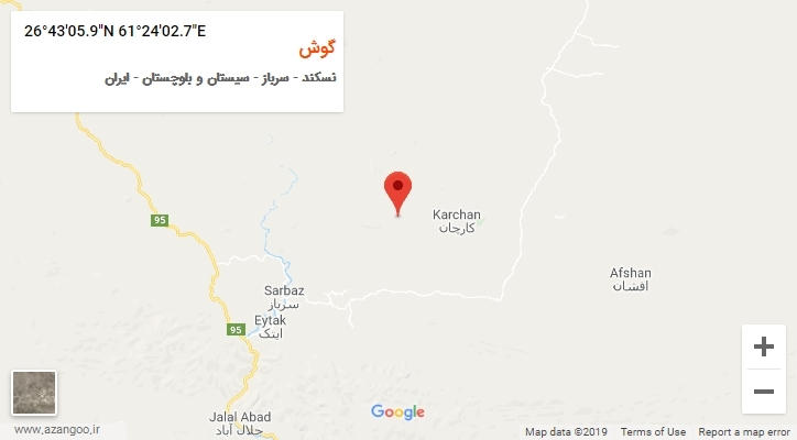 روستای گوش بر روی نقشه