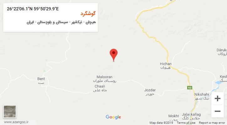 روستای گوشگرد بر روی نقشه
