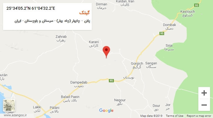 روستای گیتک بر روی نقشه