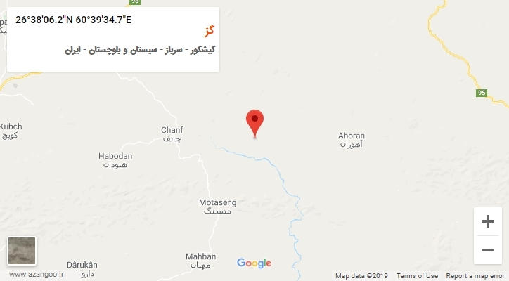 روستای گز بر روی نقشه