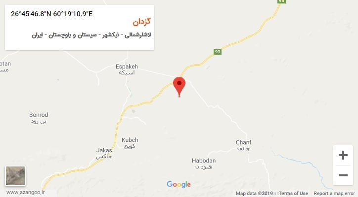روستای گزدان بر روی نقشه