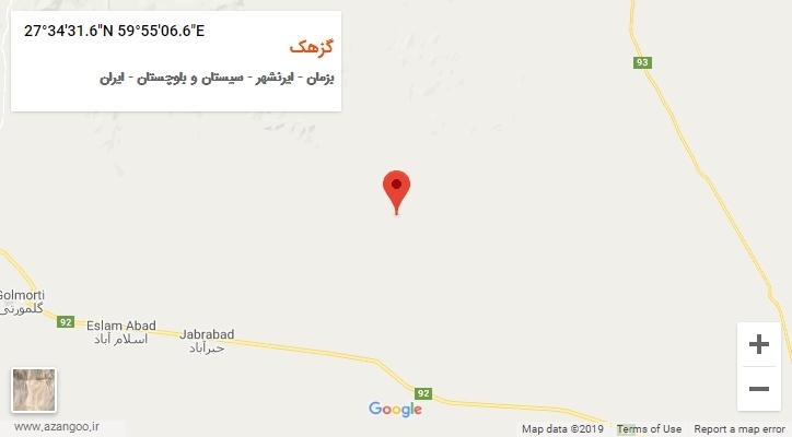 روستای گزهک بر روی نقشه