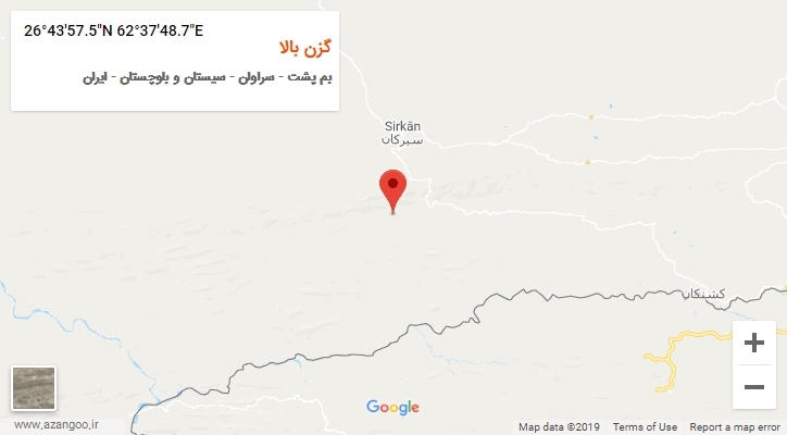 روستای گزن بالا بر روی نقشه