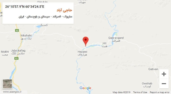 روستای حاجی آباد بر روی نقشه