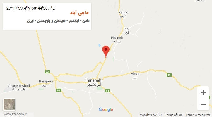 روستای حاجی آباد بر روی نقشه