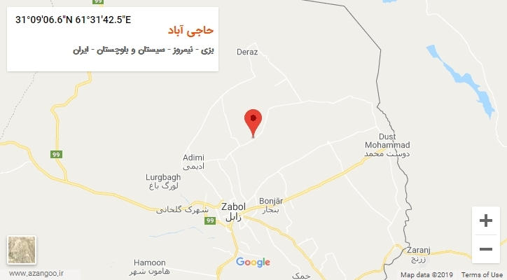 روستای حاجی آباد بر روی نقشه