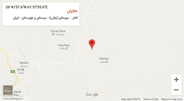 روستای حانیان بر روی نقشه