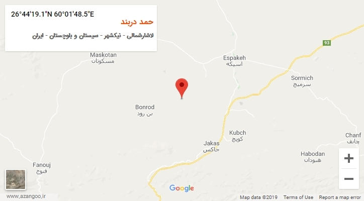 روستای حمد دربند بر روی نقشه