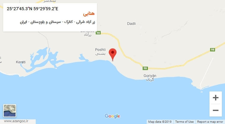 روستای هنابی بر روی نقشه