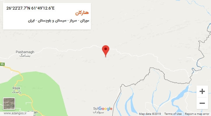 روستای هنارکان بر روی نقشه