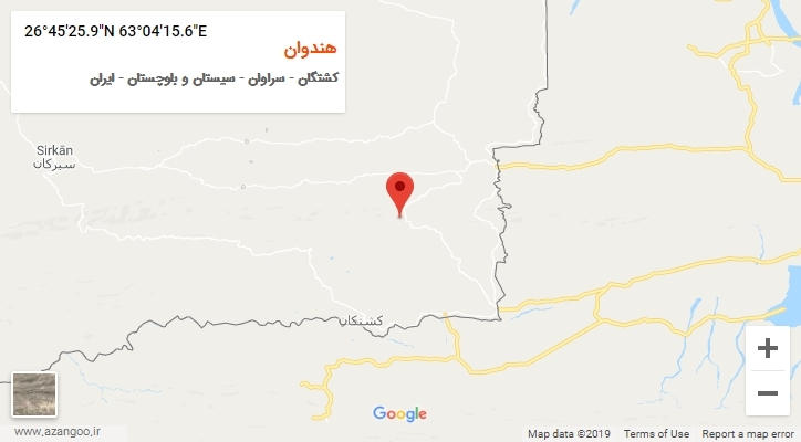 روستای هندوان بر روی نقشه