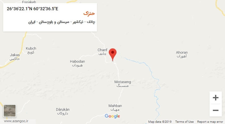 روستای حنزک بر روی نقشه