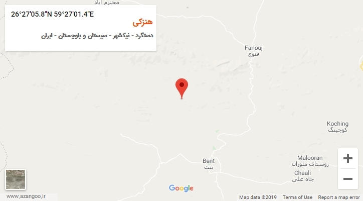 روستای هنزکی بر روی نقشه