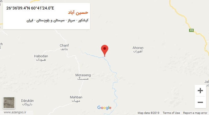 روستای حسین آباد بر روی نقشه