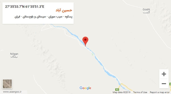 روستای حسین آباد بر روی نقشه