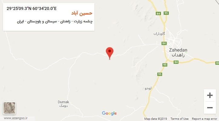 روستای حسین آباد بر روی نقشه