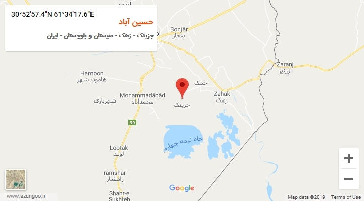 روستای حسین آباد بر روی نقشه